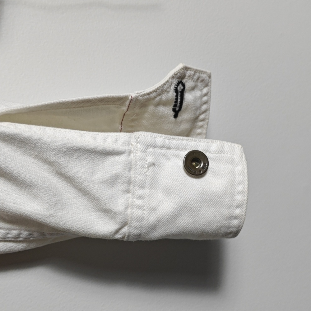 RAG & BONE / JEAN Button Up White Jean Jacket With Gray Hood Size Xsmall - Picture 10 of 16